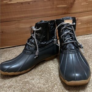 Sperry Topsider Saltwater gray Duck Rain boots EUC 8